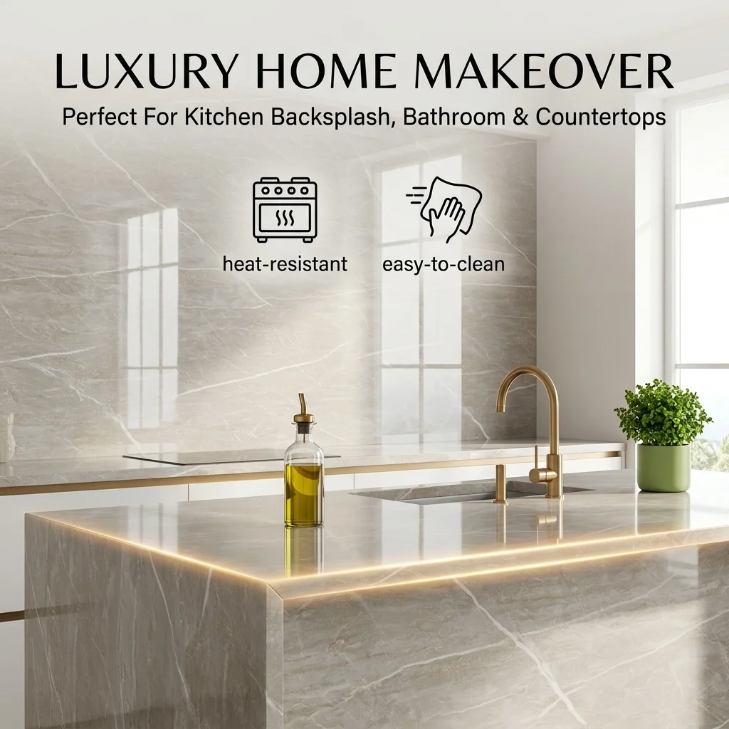 Marble Peel and Stick Wallpaper Waterproof Self-Adhesive Tile Wall Stickers 3D Faux Marble Contact Paper for Kitchen Bathroom