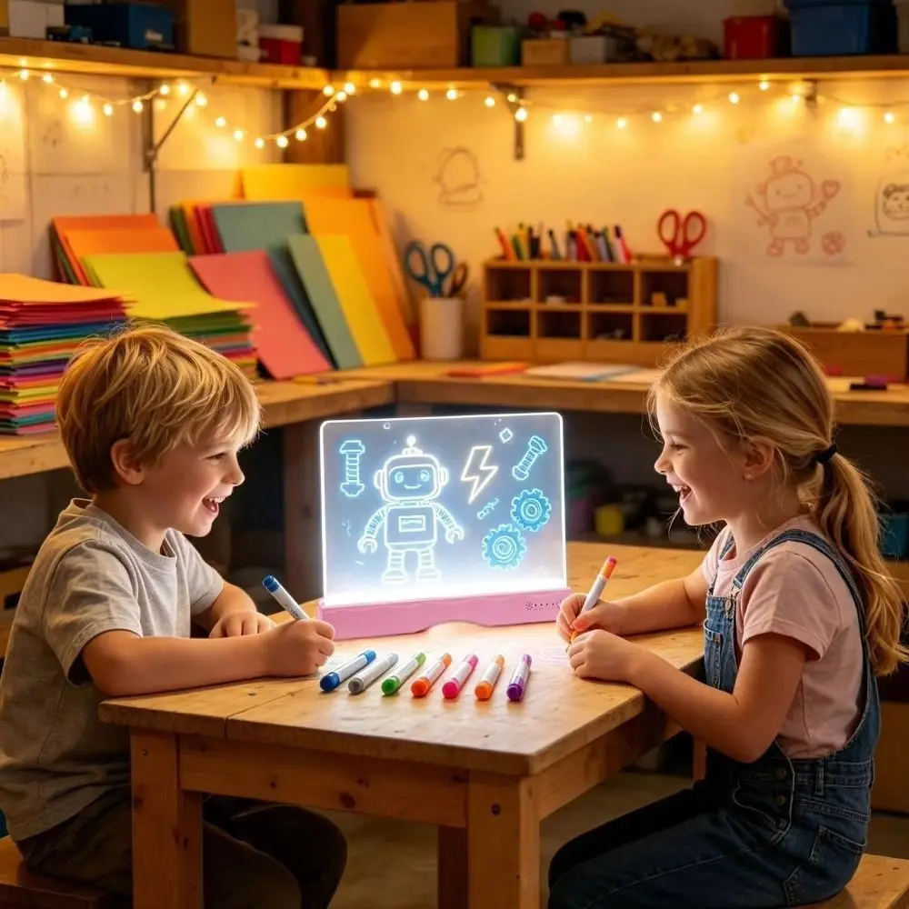 Rechargeable LED Light Drawing Board Acrylic Panel Smooth Surface Rechargeable Acrylic Message Board Erasable Type-C Charging
