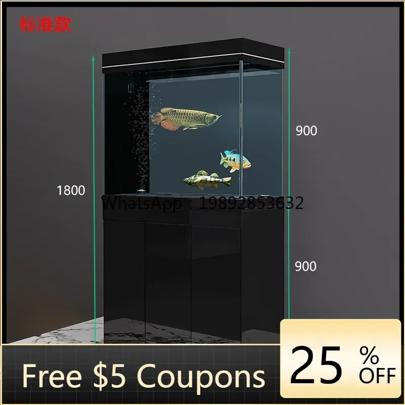 

GZ fish tank living room large glass tank ecological bottom filter ancient method intelligent integrated aquarium with cabinet