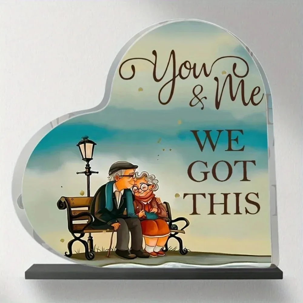 CIFBUY Crystal Acrylic Desktop Ornament Heart Photo Frame Engraved Wedding Anniversary Gift for Wife Husband Bedroom Home Decor