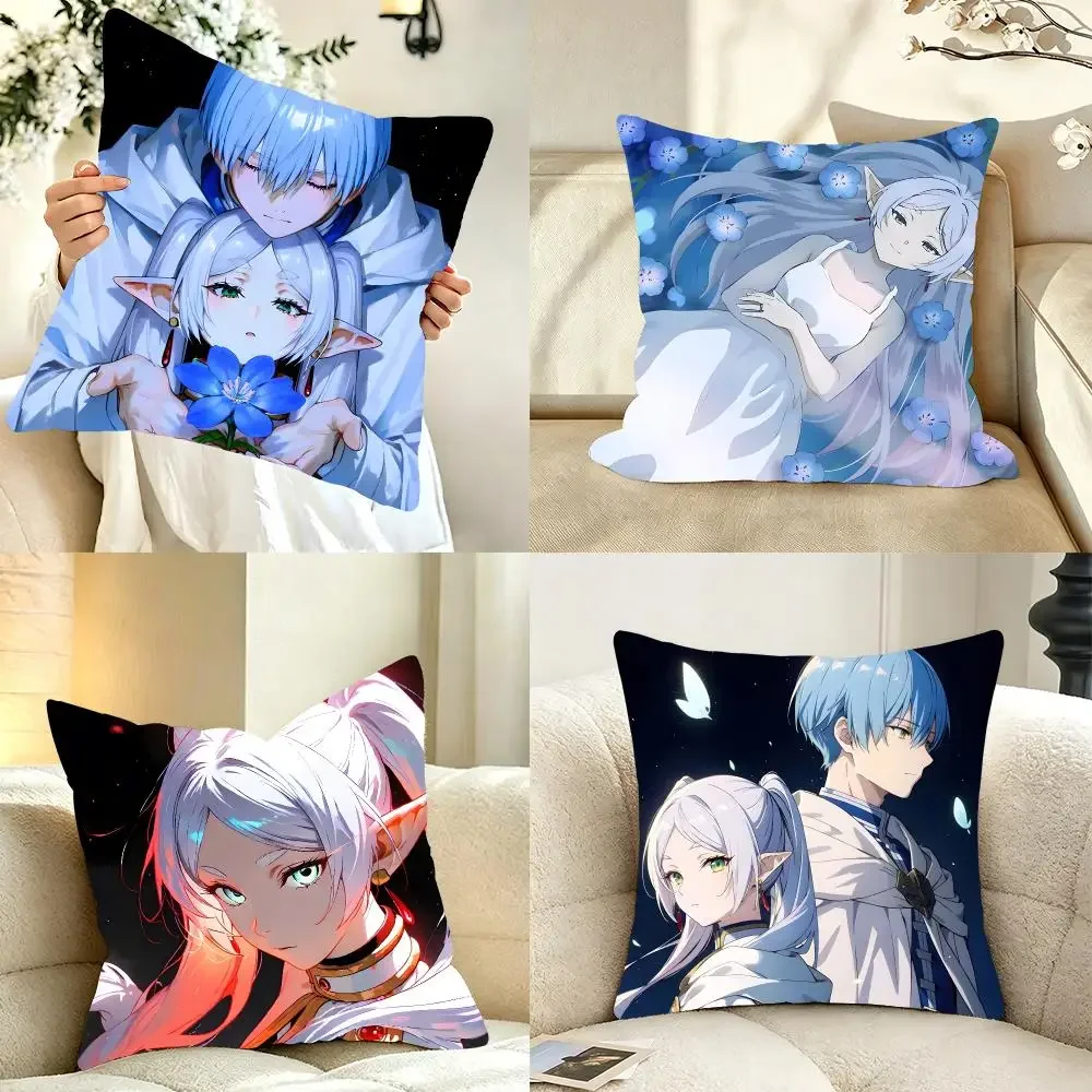 Anime F-Frieren Beyond Journey's End Cushion Cover Bedroom bed reading backrest cushion Festive plush holiday Soft plush throw