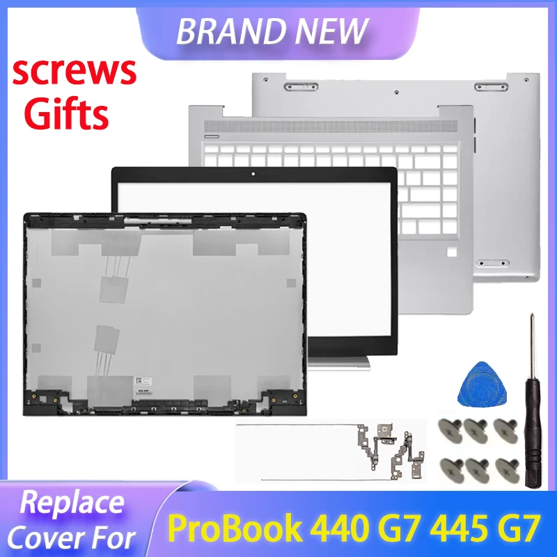 Замените чехол для ProBook 440 G7 445 G7 zhan66 Pro 14 G3, задняя крышка ЖК-дисплея, передняя рамка, петли, упор для рук, нижняя нижняя часть корпуса, серебристый