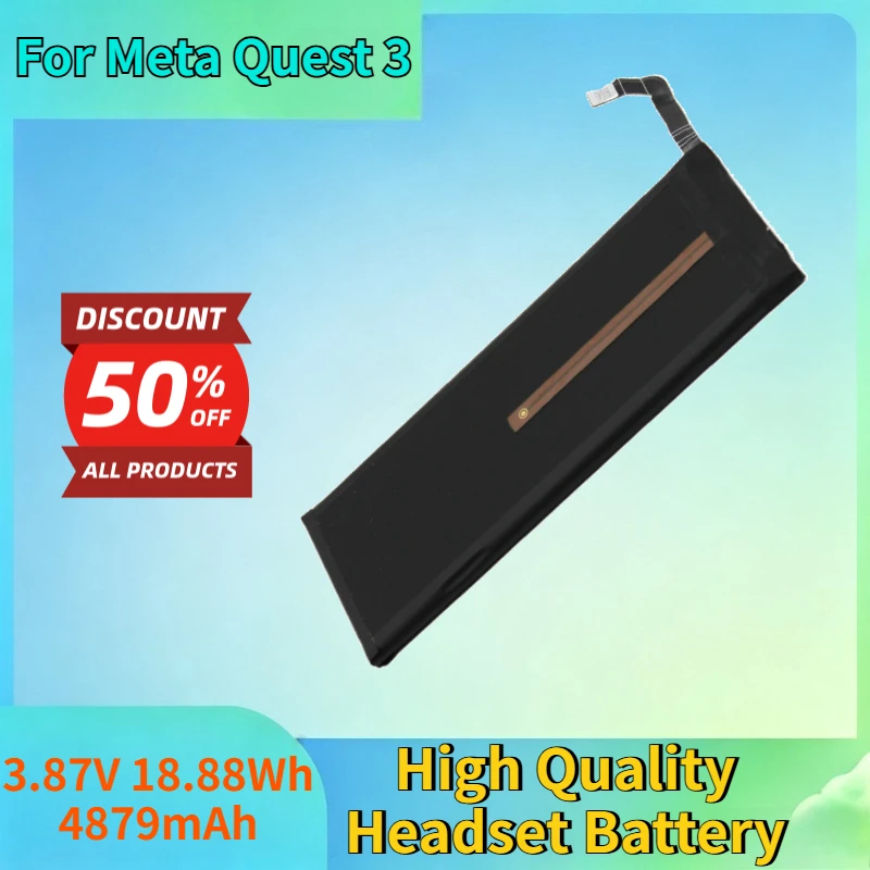 New 3.87V 18.88Wh 4879mAh Lithium-ion Rechargeable Battery for Meta Quest 3 VR Headset High Quality Headset Replacement Battery
