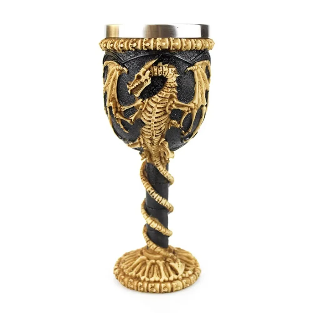 

Drinkware Skeleton Gothic Wine Cup Retro Stainless Steel Viking Dragon Drinking Mug Punk Skull Goblet Home