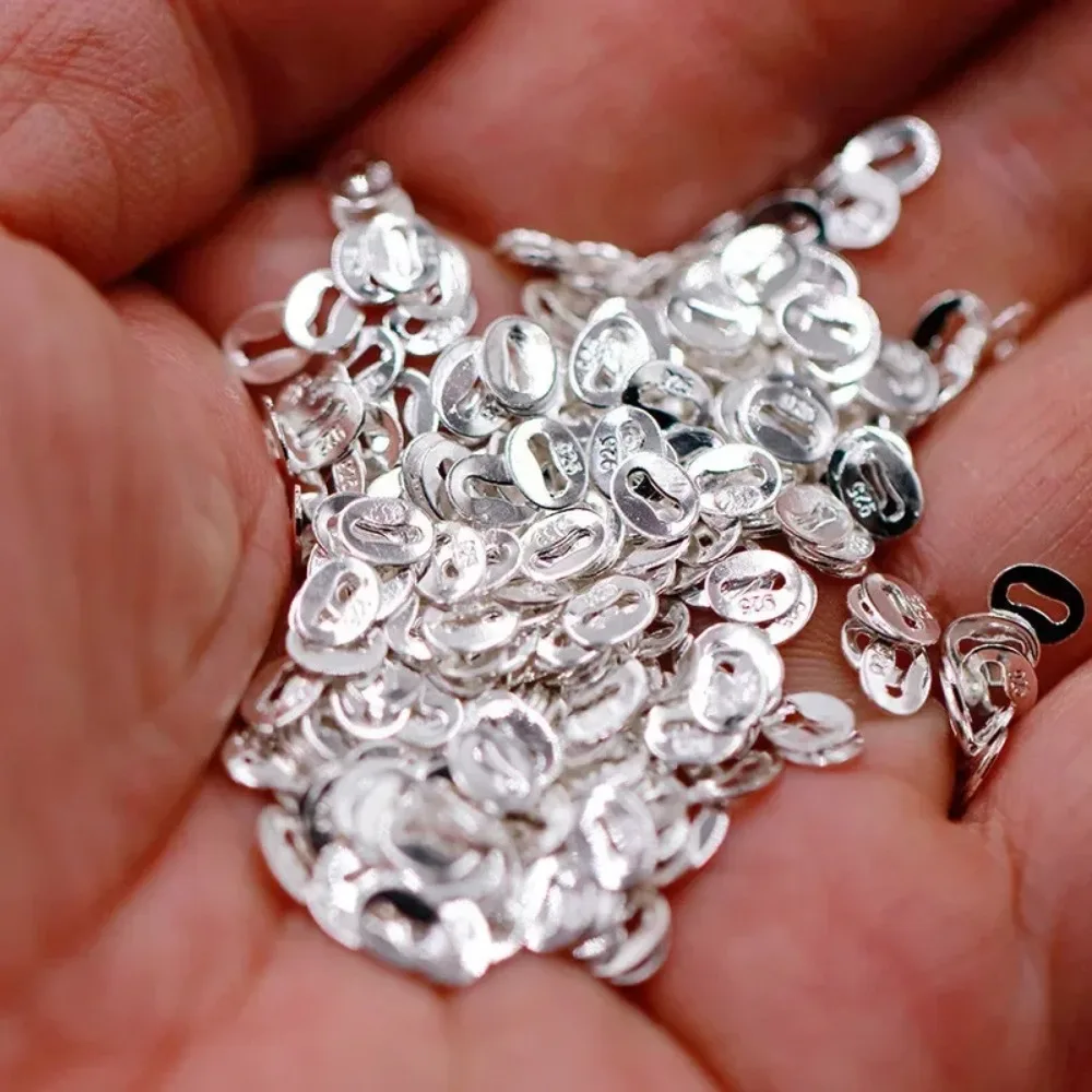 50/200PCS Stamp Silver Oval Necklace Bracelet Connector Ring DIY Making Finding 5*6mm