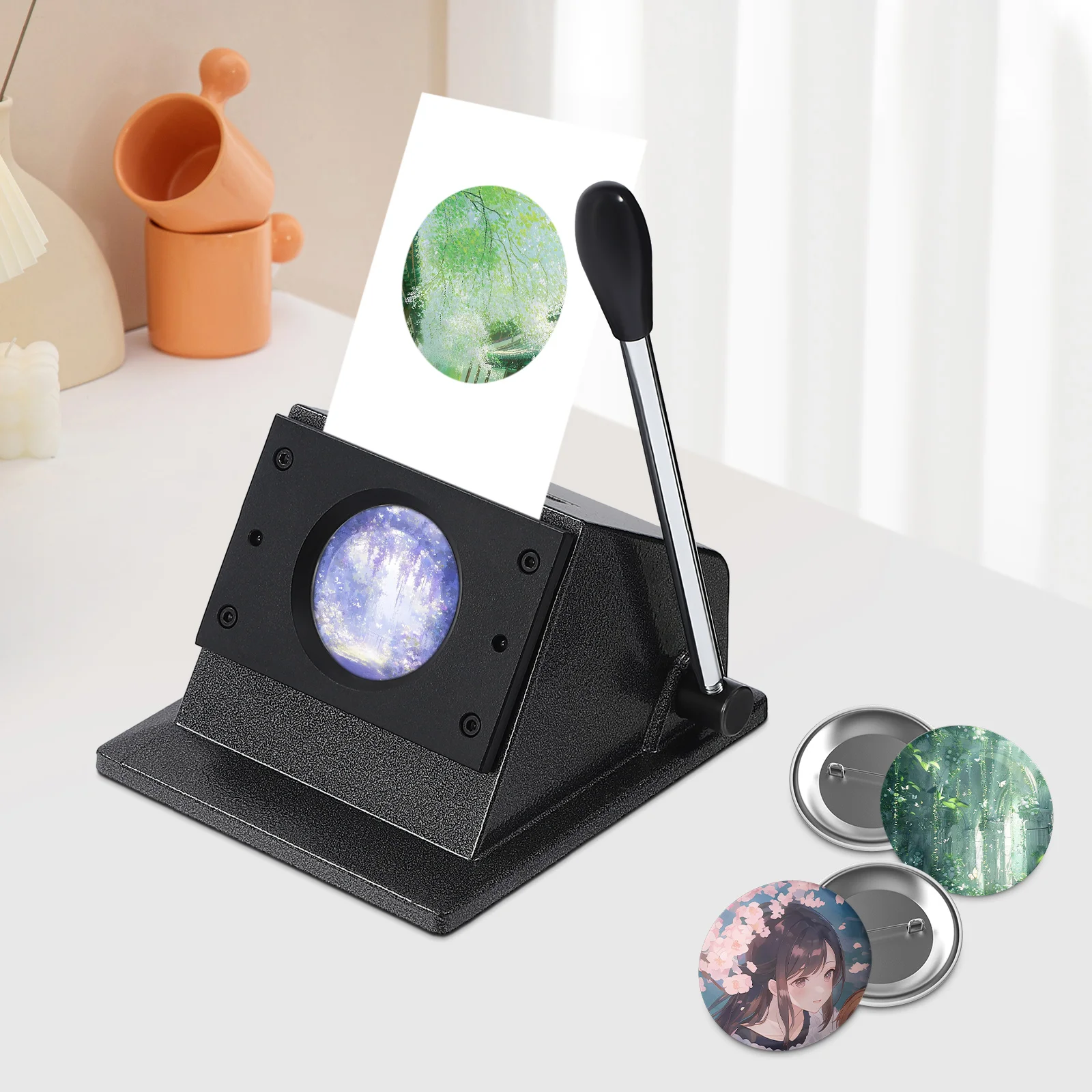 for Round Punch Die Cutter, Professional Make Badges Manual Cutter Machine， Suitable For Cutting Paper Weighing Around 0.66 Lbs
