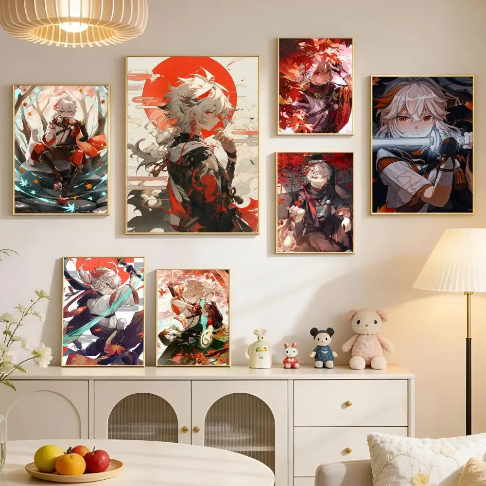 Art Genshin Impact Kaedehara Kazuha Poster PP Self Adhesive Aesthetic Room Decor Bedroom Dorm Gaming Room Home Decoration Gift