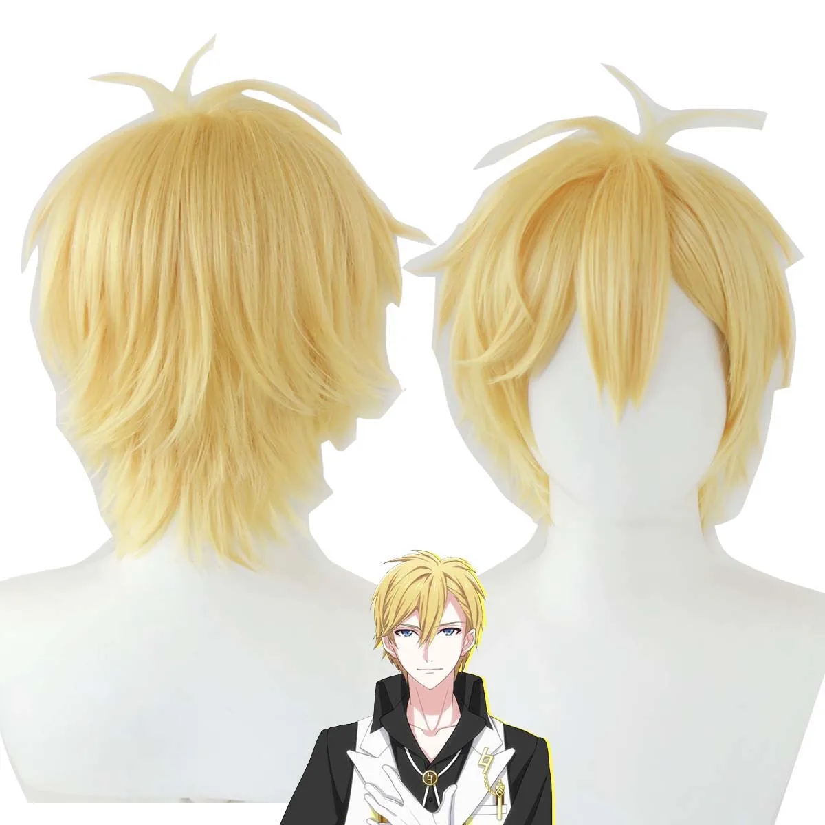 Men Anime IDOLiSH7 Nagi Rokuya Cosplay Short Blonde Heat Resistant Synthetic Hair Wig
