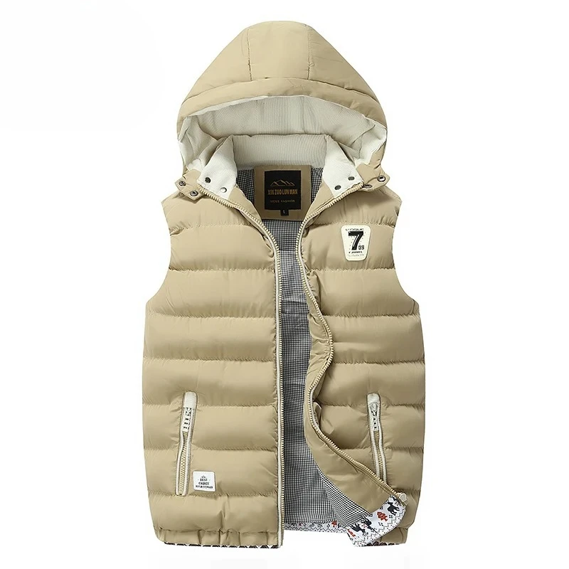 Nouveaux hommes printemps sans manches chaud détachable à capuche gilet vestes hommes automne couleur unie extérieur coupe-vent décontracté mode gilet mâle