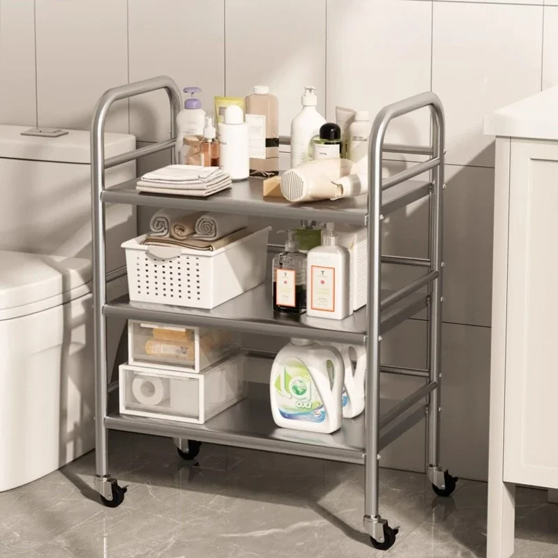 Stainless Steel Utility Cart Kitchen Serving Trolley Heavy-Duty Food Delivery Wagon for Restaurant Hotel Mobile Storage Cart