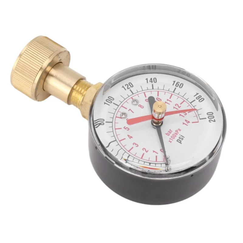 Water Pressure Gauge Aluminum Alloy Iron 0 To 200Psi Universal Water Pressure Test Gauge With 3/4 Female Hose Thread For