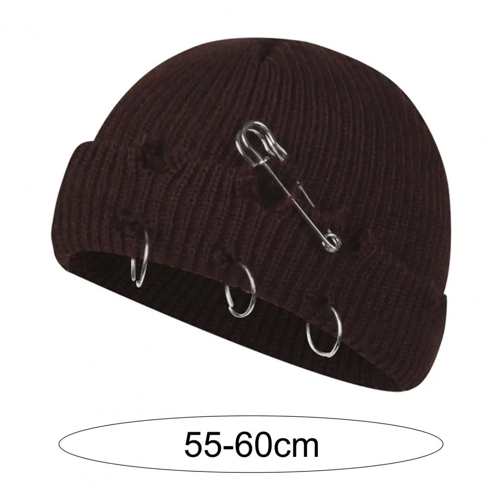 Casual Knitted Hat  Ripped Woolen Yarn Female Hat  Winter Thermal Ladies Knit Skull Cap