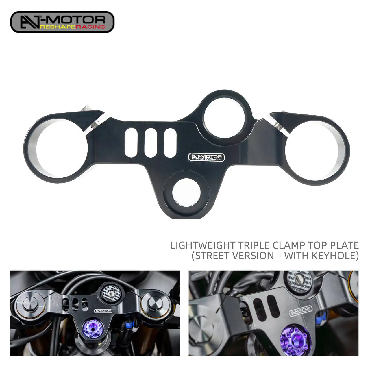 AJ-MOTOR Motorcycle Lightweight Triple Clamp Top Plate for Yamaha YZF-R3 2019-2025 With Keyhole