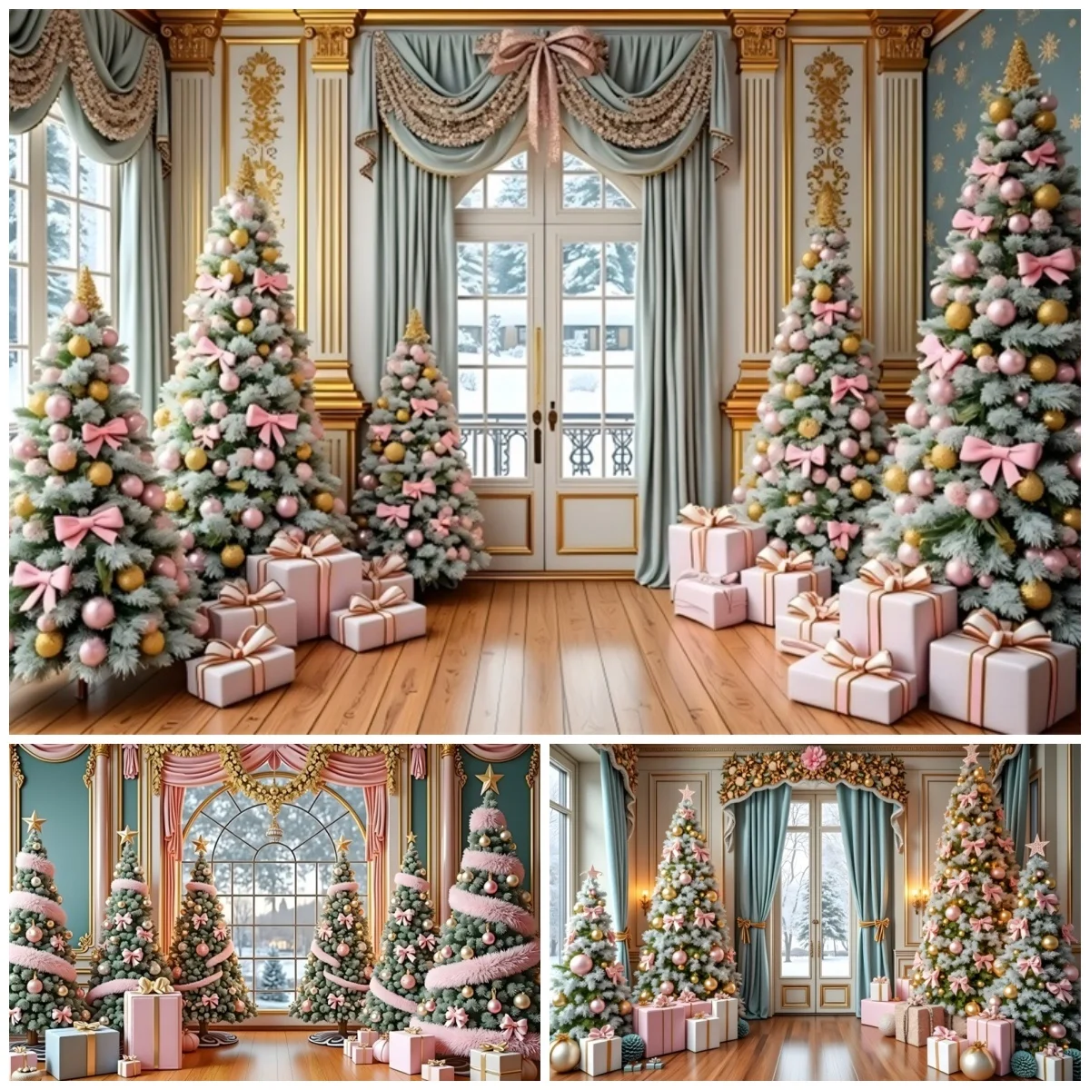 Christmas Decorations Backdrop For Photographs Xmas Tree Gift Curtain Decor For Holiday Children Family Photo Studio Background