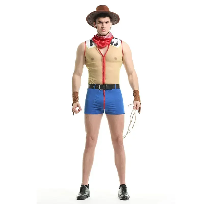 

Halloween Carnival Party Porno Costumes for Men Sexy Men Western Cowboy Costume Stage Performance Woody Cosplay Fancy Dress