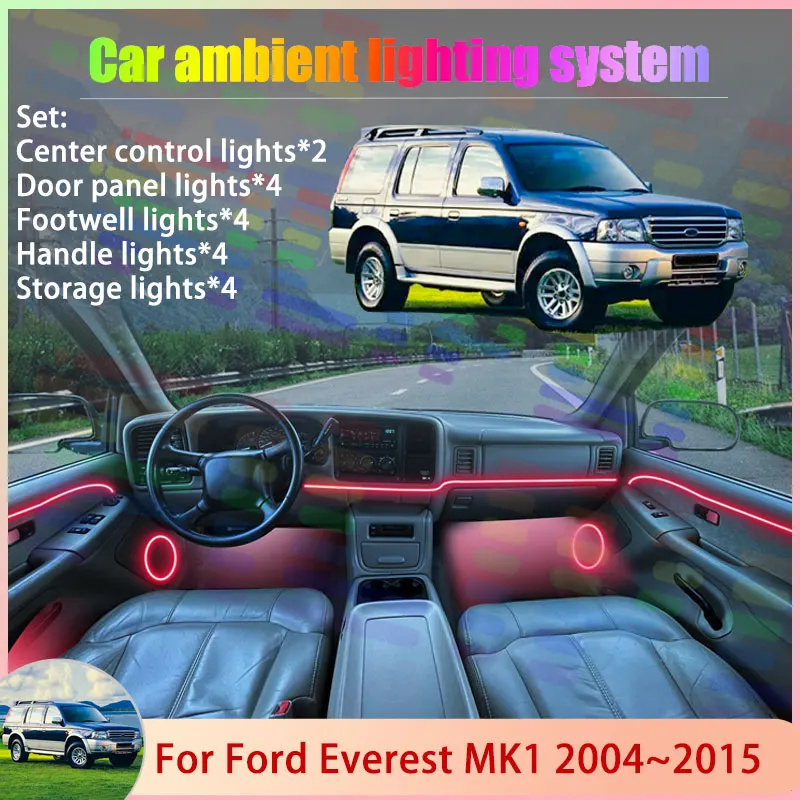 

For Ford Everest MK1 U268 UR 2004~2015 2005 2006 2/18 in 1 Car Atmosphere Light Lamp RGB Shade Ensemble Streamer Atmosphere Set