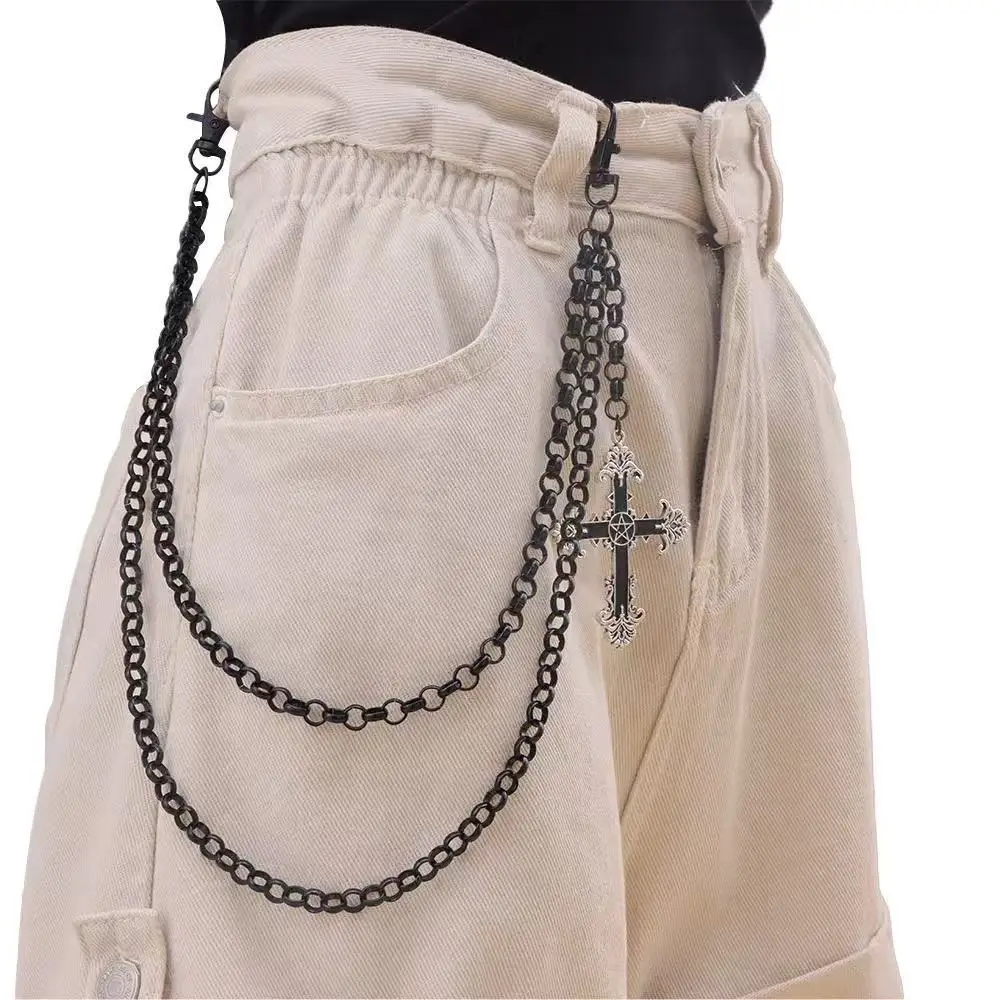 

45Cm European and American Fashion Jewelry Cross Single-layer Chain Metal Waist Chain Accessory