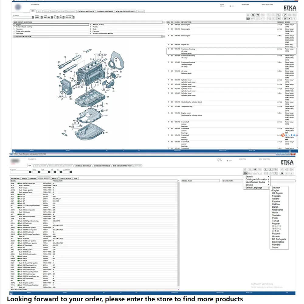 ET*A 8.3 window system software USB VIN search references Version 8.3 unttil 2021 Car diagnostic Not virtual for V*W+AU*DI+SE*AT