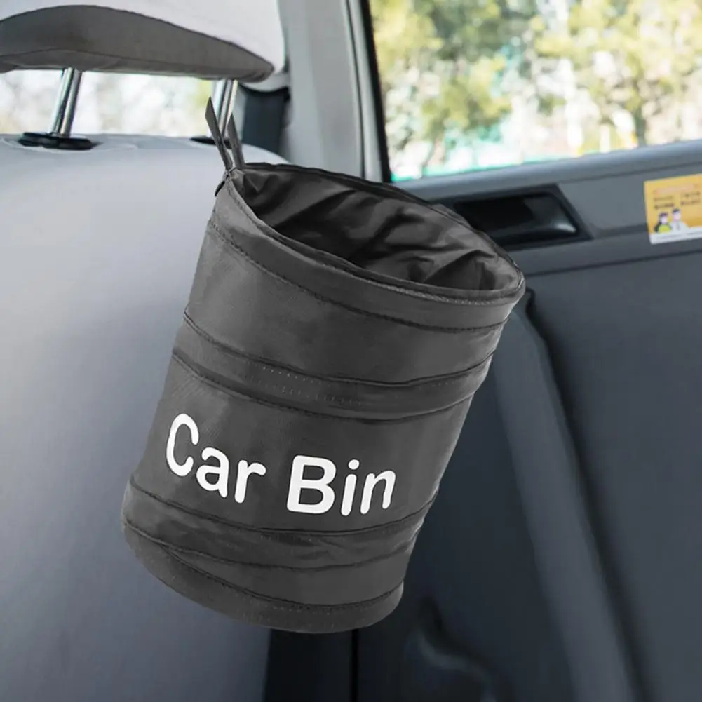 Car Trash Can Foldable Car Garbage Bin with Fastener Tape Large Capacity Waste Bin Easy Installation Collapsible Rubbish Holder