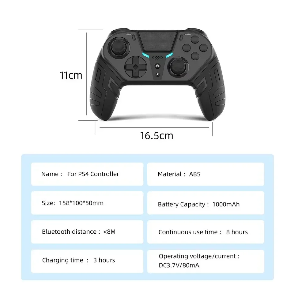 For PS4 Wireless Controller Bluetooth Dual Vibration Gamepad Programmable Turbo Function For PS4 Console Android IOS PC Joystick