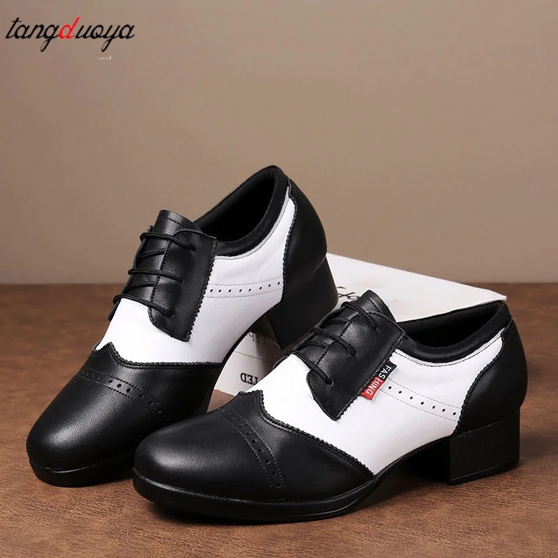 Genuine leather Men Modern Dance Shoes Ballroom Latin Tango Jazz Salsa Party Dancing Shoes Boys Soft Dance Shoes Professional