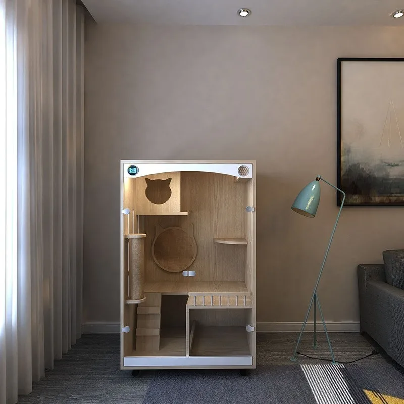 Pet palace cat house cat cage dog cage villa solid wood size luxury household cat cagecoffee cabinet
