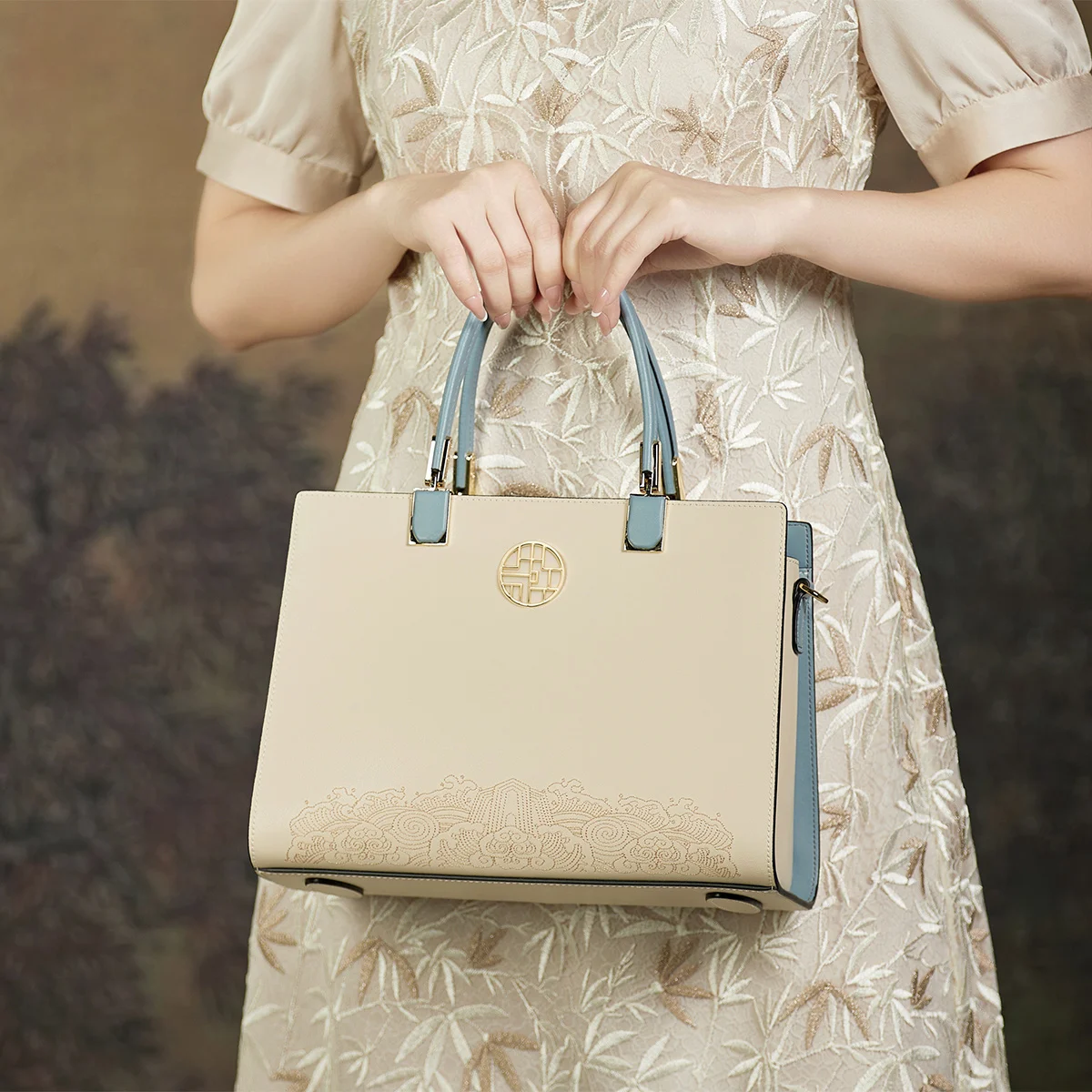 Borsa a mano in pelle di mucca da donna in stile cinese limitato borsa a tracolla singola originale manico superiore borse in stile semplice