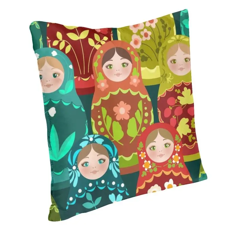 Russia Matryoshka Doll Pattern Cushion Cover 40x40 Home Decor Print Russian Babushka Folk Art Throw Pillow for Sofa Two Side