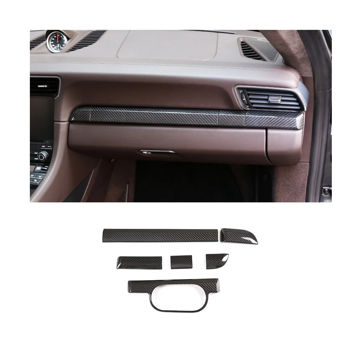 

For Porsche 911 718 2011-2018 Dry Carbon Fiber Central Control Instrument Panel Trim Sticker Decoration Car Accessories