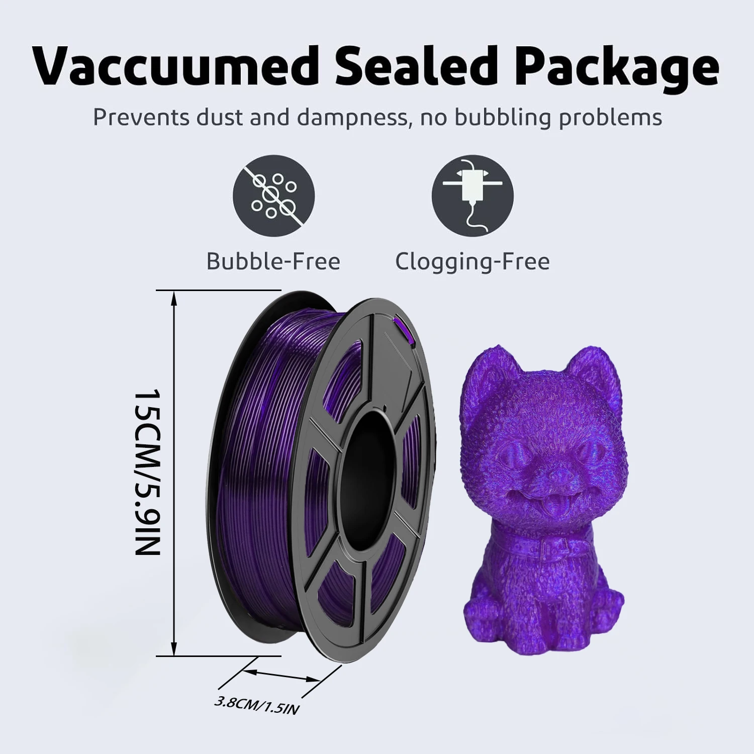 PETG Filament 1.75mm, Semi-Transparent 3D Printer Filament , Dimensional Accuracy +/- 0.02mm, Translucent Purple