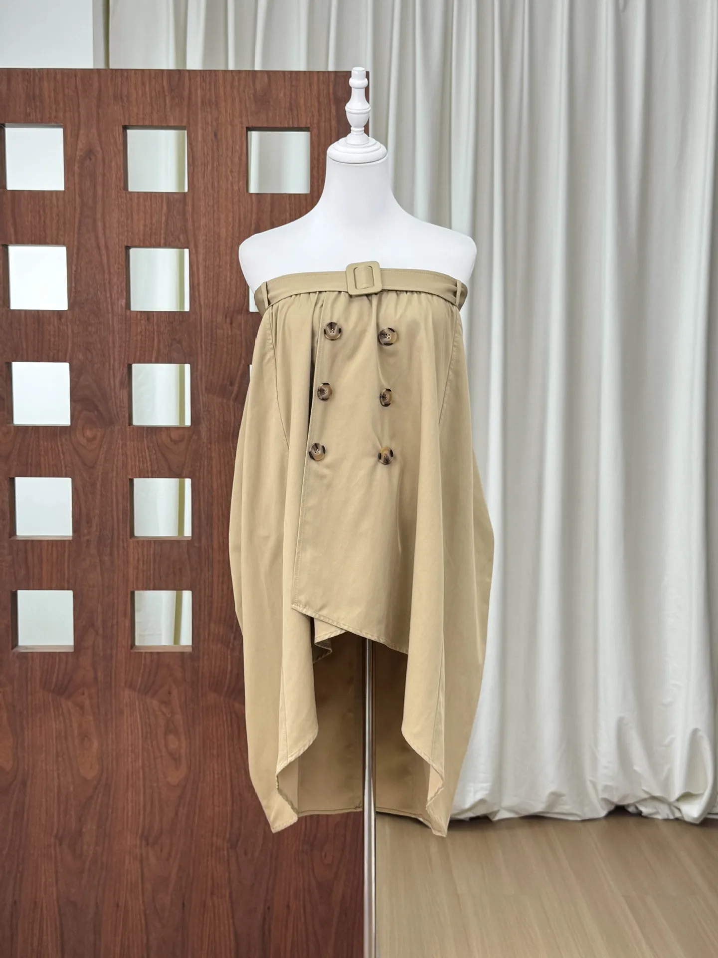YYAHAHAS 2026 Spring Women Asymmetric Hem Trench Coat 2 Way Wear Silhouette with A-Line Midi Skirt Two Piece Set