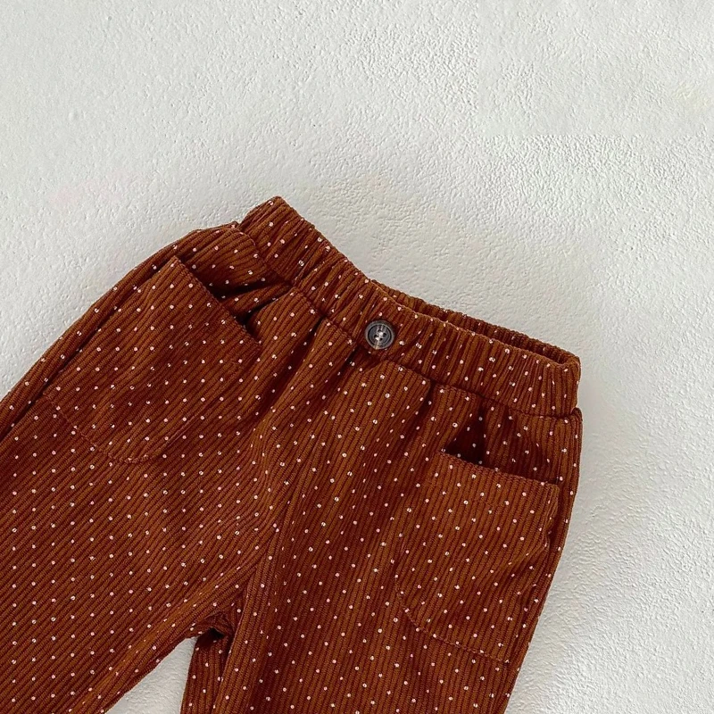 New autumn baby clothing, 0-3 year old baby girls dot printed corduroy loose casual pants