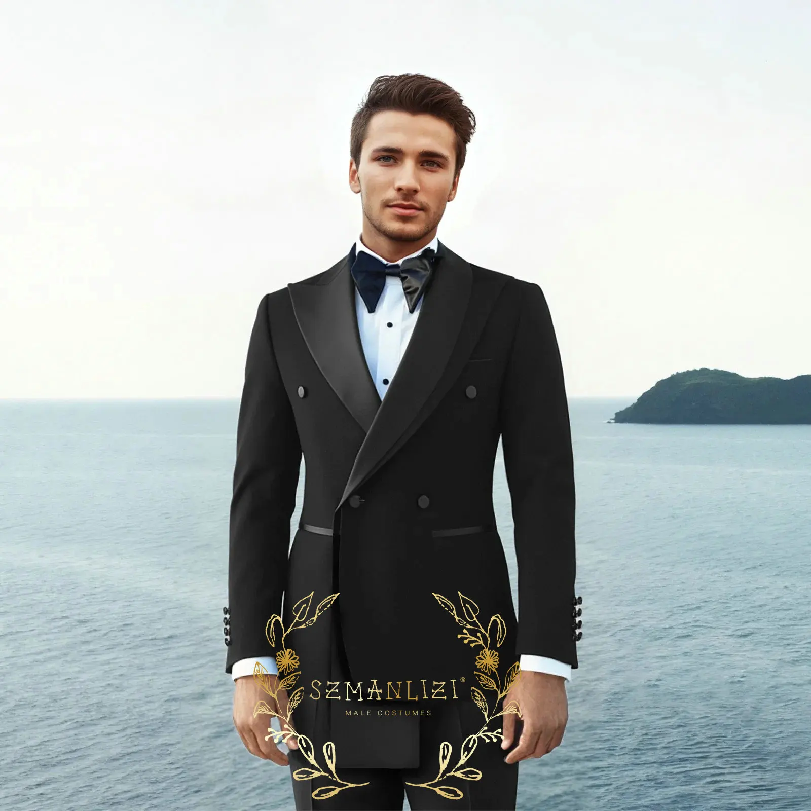 

Men's Suits Blazer Pants for Men Black Jacket Italian Design Peaked Lapel Party Wedding Slim Fit Costume Homme 2 Piece Clothing