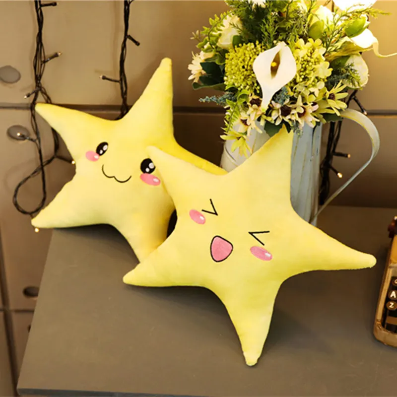 High Quality Cute Hugging Pillow Home Soft Plush Toys For Children Happy Yellow Star Plush Stuffed Animal Toy  Sofa Cushion