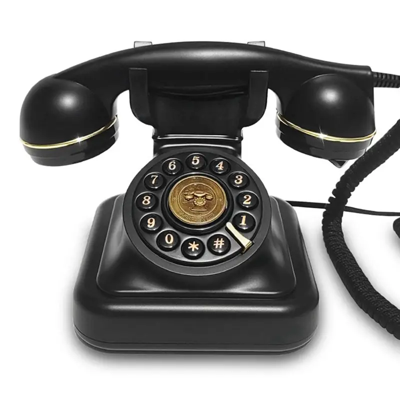 Well Made-European Retro Wedding Audio Message Book Birthday Voice Blessing Message Decoration Phone Voice Guest Book Phone Blac