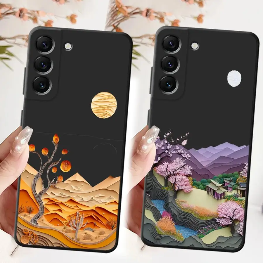 Letni Niebo Czarny Miękki Pokrowiec na Telefon Samsung Galaxy A25 A71 A26 A72 A41 A36 A32 A35 A24 A55 A22 A52 A23 A53 A51