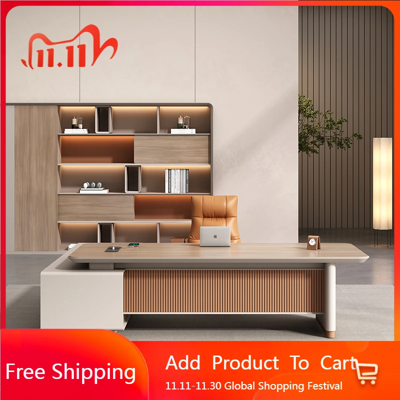 

Nordic Large Office Desk Study Wooden Executive Design Multifunctional Office Desk Computer Lshaped Scrivania Home Furniture