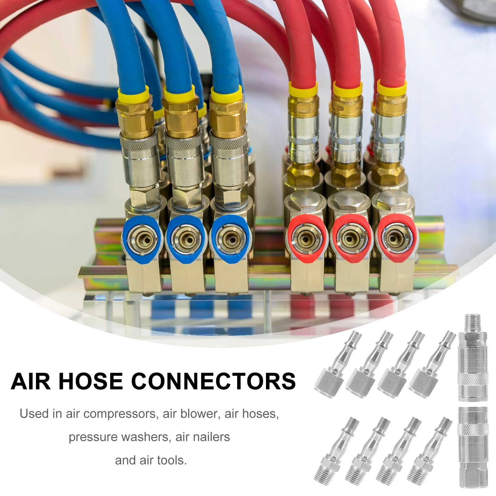 

Compressor Fittings Iron Material No Leakage Compatible Air Hose Connectors Barb Fitting Easy Install Quick Disconnect Pneumatic