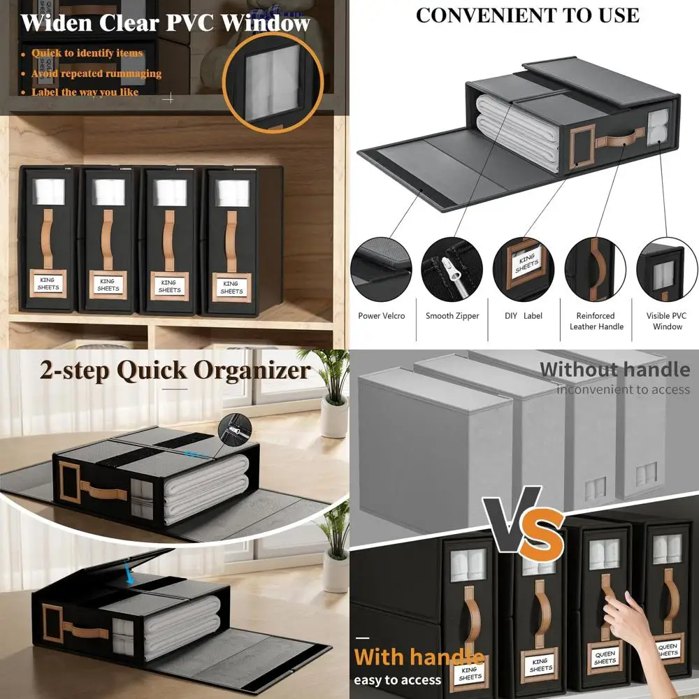 

King Size Duvet Cover Storage Organizer with Handle, 3.7 Gallon Capacity, Black