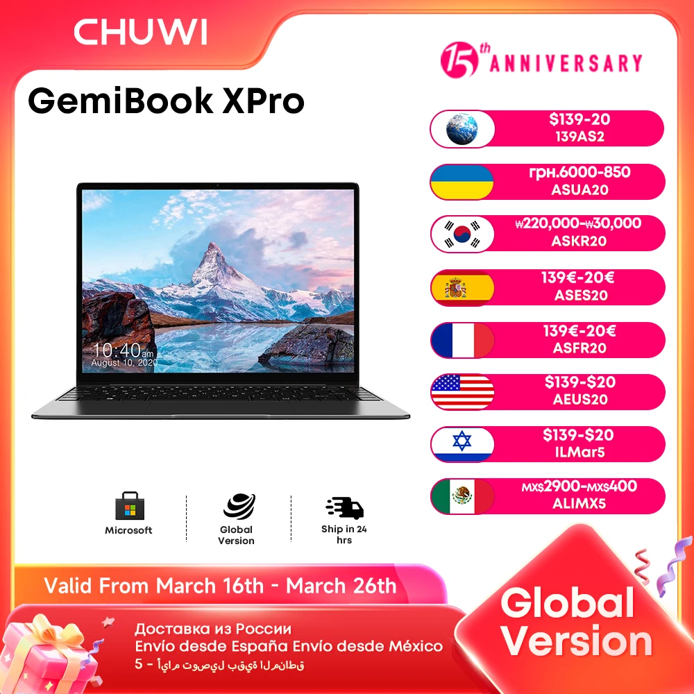 

CHUWI GemiBook XPro Laptop Intel N100 Graphics 600 GPU 14.1-inch Screen 8GB RAM 256GB SSD With Cooling Fan Windows 11 Notebook