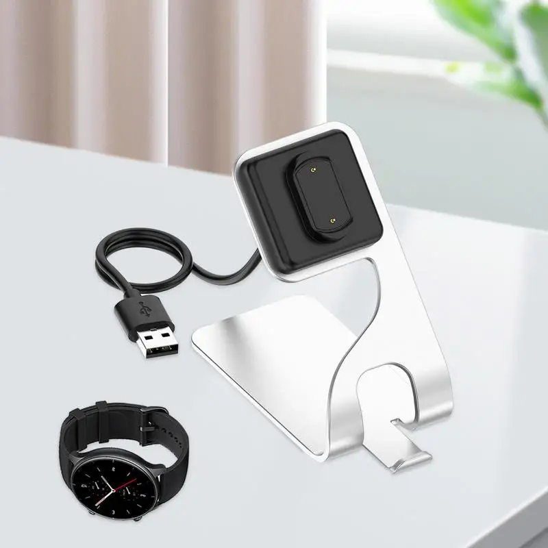 Magnetic USB Cable Data Charger Desktop Dock Stand StationUSB Charging Base For Amazfits GTR4/GTS3/T-Rex2 Watch Cradle