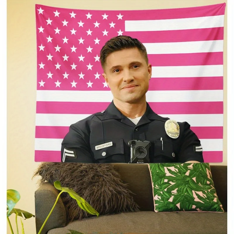 Customize 1pc Tim Bradford American Rookie Flag Tapestry Pink Eric Winter Bedroom Wall Hanging Decoration Tapestry with Free Ins