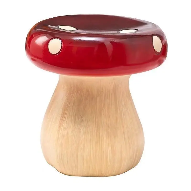 Mushroom Shoe Stool for Entryway Low Wooden Stool Living Room Ottoman Accent Furniture Housewarming Gift Home Decor Dia 30xH30cm