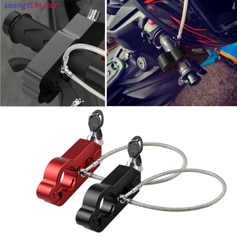 CNC Machined Aluminum Motorcycle Anti-Theft Lock Helmet Hand Modified Handlebar Lock for Electric Motorcycle Horn Accessories