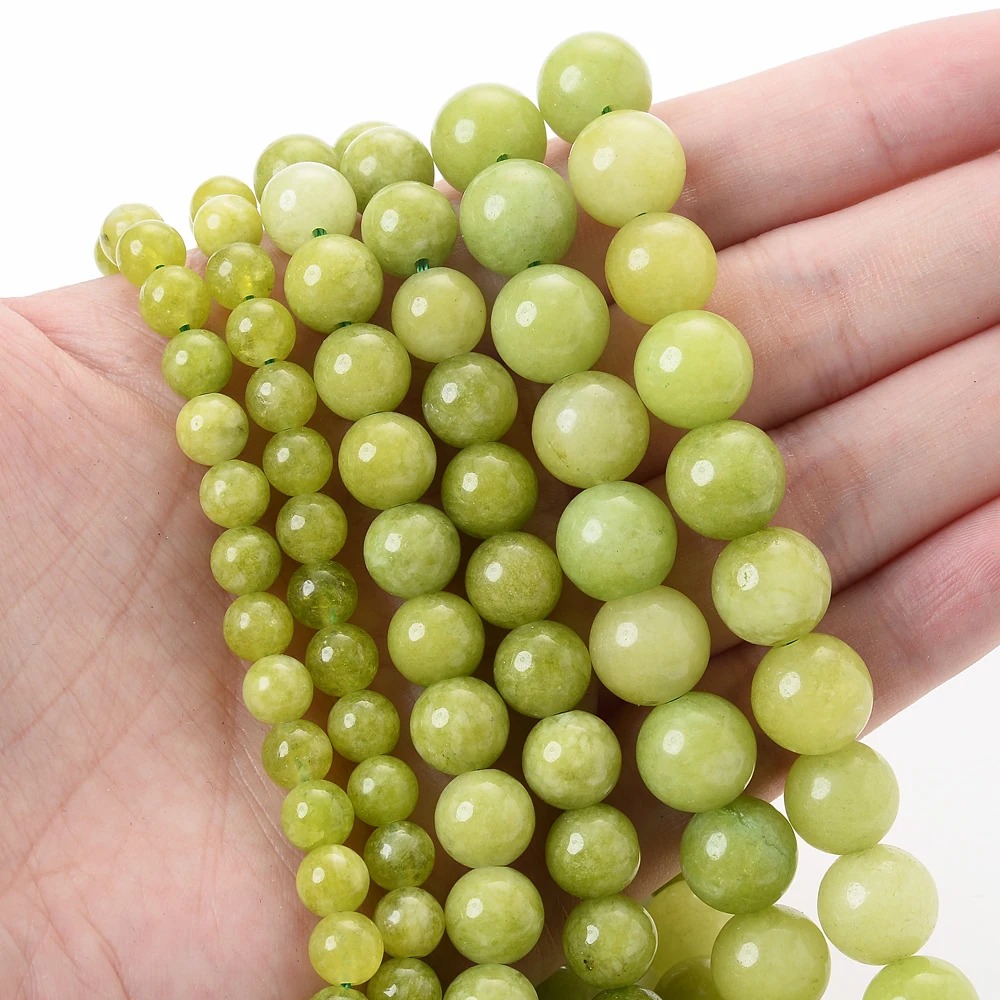 4/6/8/10/12mm Natural Stone Beads Green Peridot Round Loose Spacer Bead For Jewelry Making DIY Bracelets Necklaces Accessories