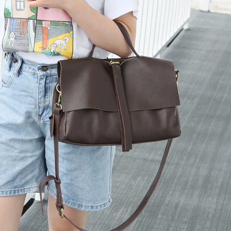 

European/American Retro Genuine Leather Women Bag Top Layer Cowhide Women's Handbag Diagonal Span Single Shoulder Bag For Women