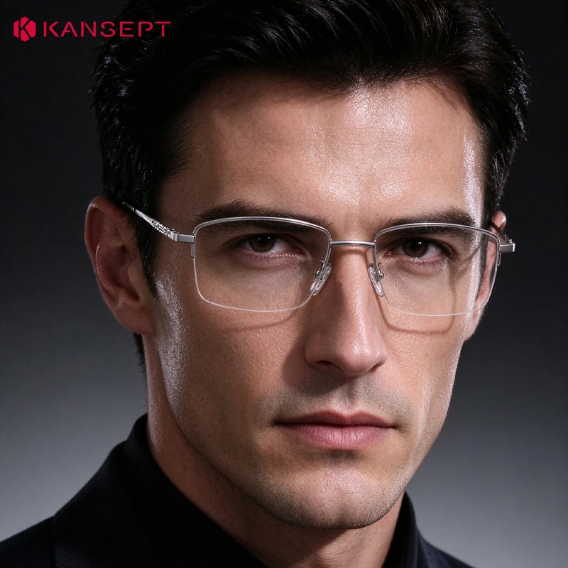 KANSEPT KANSEPT Pure Titanium Business Men's Half-rim Reading Glasses Men Fashion Simple Design Prescription Glasses Eye Glass for Man - Aliexpress Deal