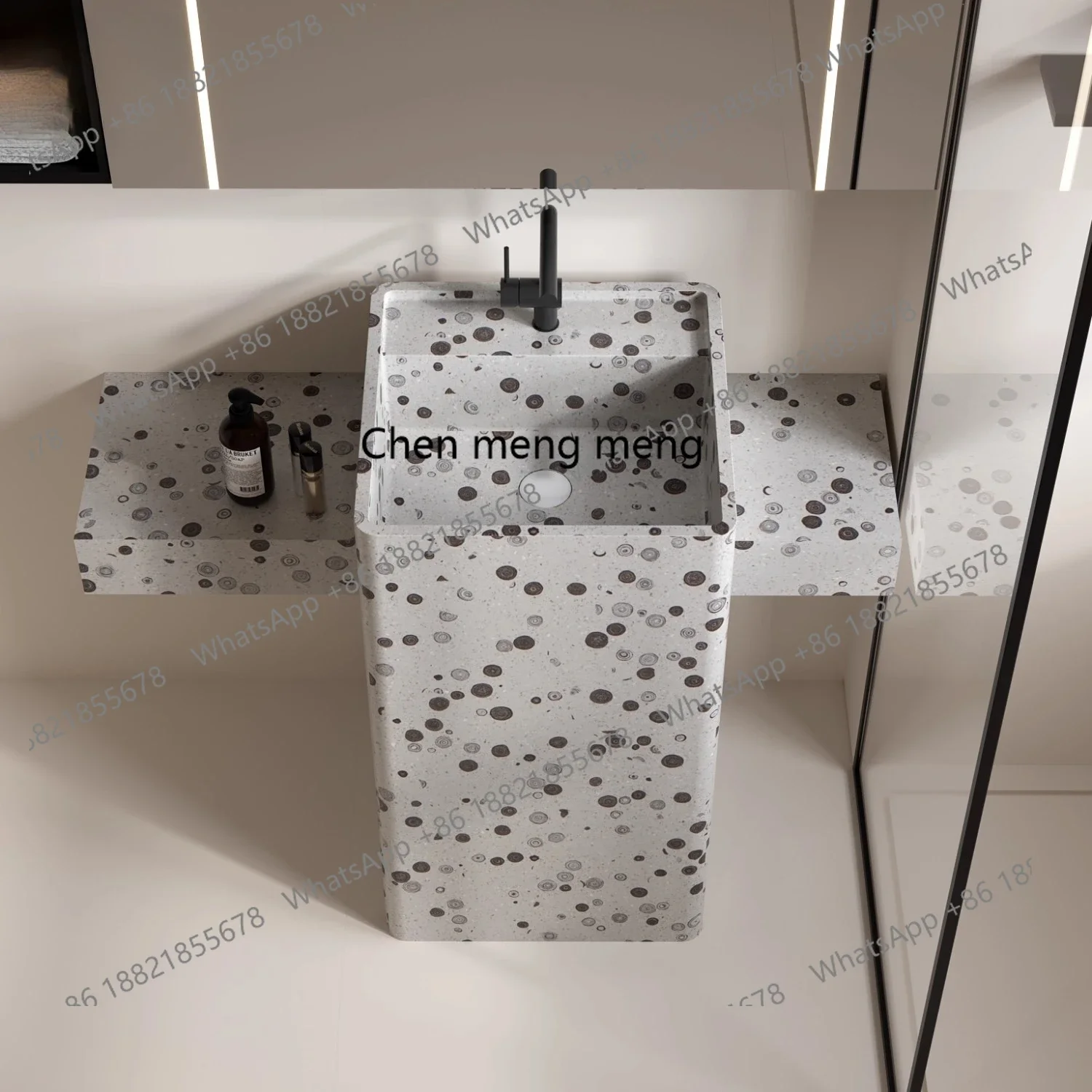 

X Terrazzo Threaded Color Undercounter Basin Pillar Basin Hand Washbasin Hotel, Washstand Pool