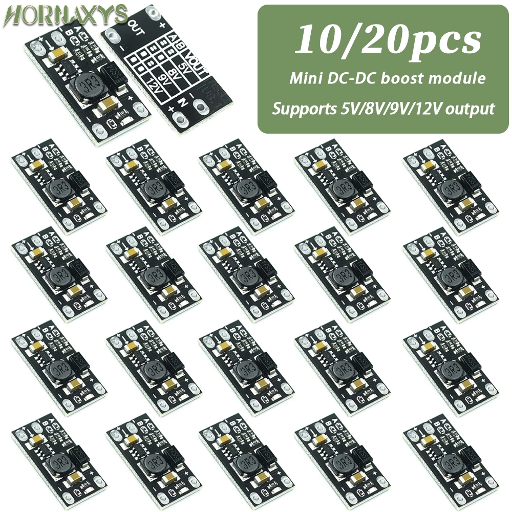 10/20 قطعة 3.7 فولت إلى 12 فولت وحدة دفعة DC-DC صغيرة تدعم 5 فولت/8 فولت/9 فولت/12 فولت إخراج بطارية ليثيوم دفعة