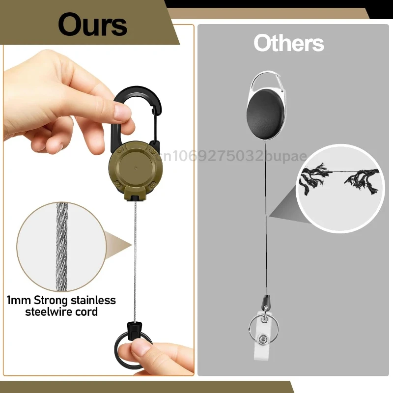 Outdoor Portable Instant Carabiners for Bag Retractable Reel Carabiner Clip Heavy Duty Wire Cable Anti Lost for Hunting Travel